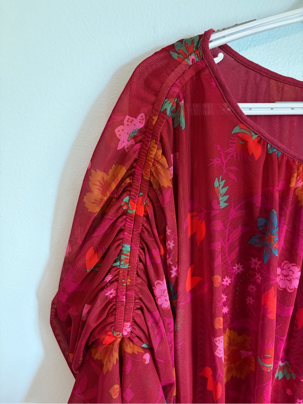 Free People Wildflower Honey Top - Red Berry - Free People Blouse - Size Large - Picture 8 of 12